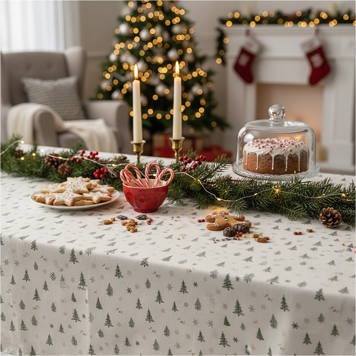 Obrus Świąteczny Na Stół Plamoodporny Dekoracyjny Na Boże Narodzenie 140X180 Złoty