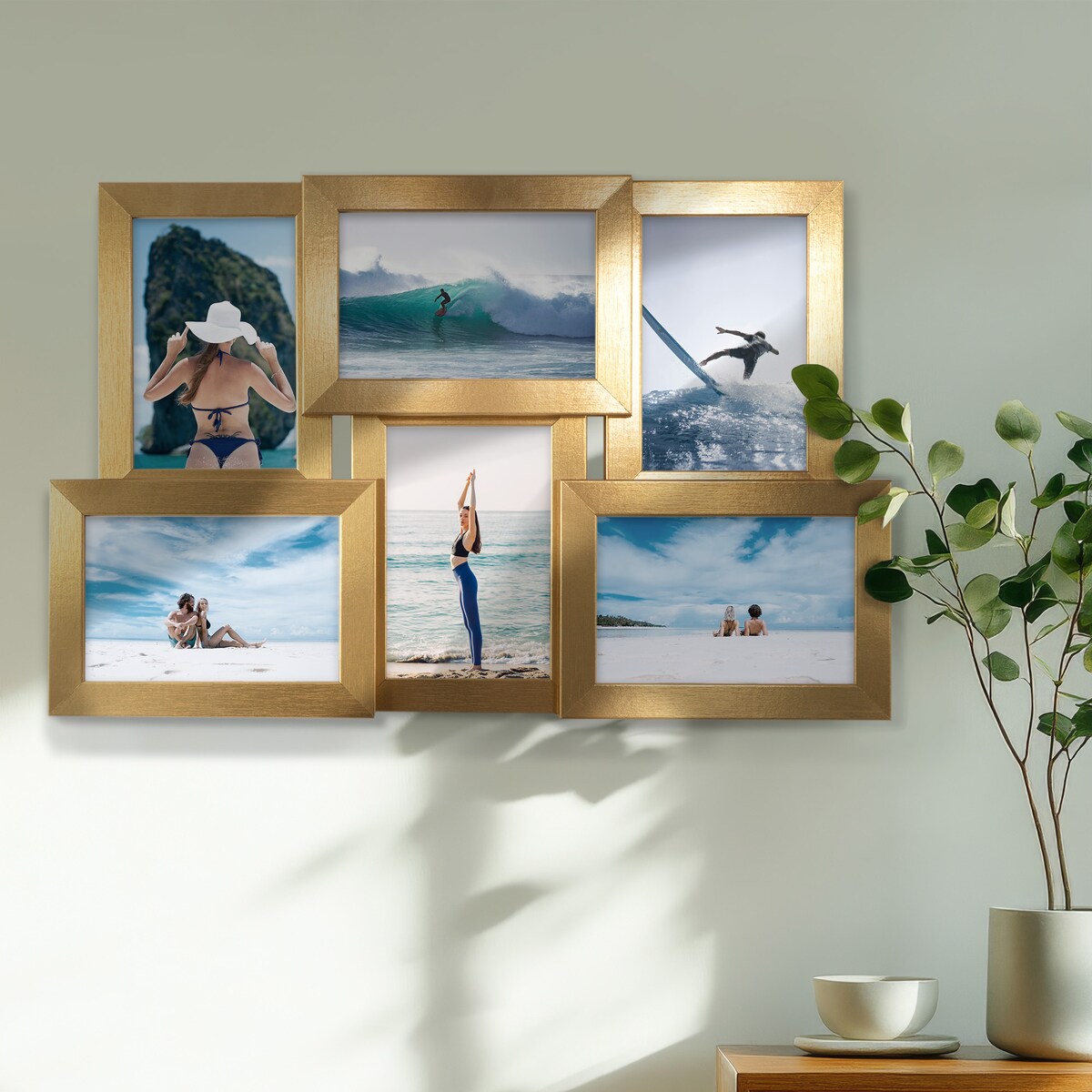 Multirama ramka na zdjęcia 6 zdjęć. Złota multirama na sześć zdjęć 10x15 cm Ramka na zdjęcia 6 w 1 MULTI HEN Z FRAMAI