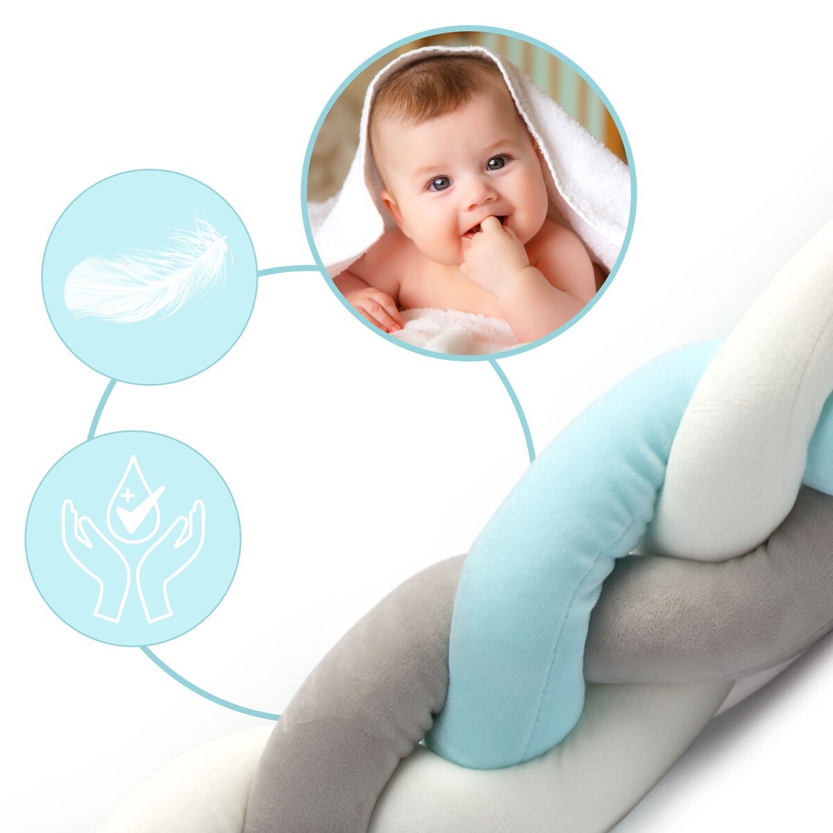 Ochraniacz do łóżeczka warkocz otulacz pleciony 2m Ricokids