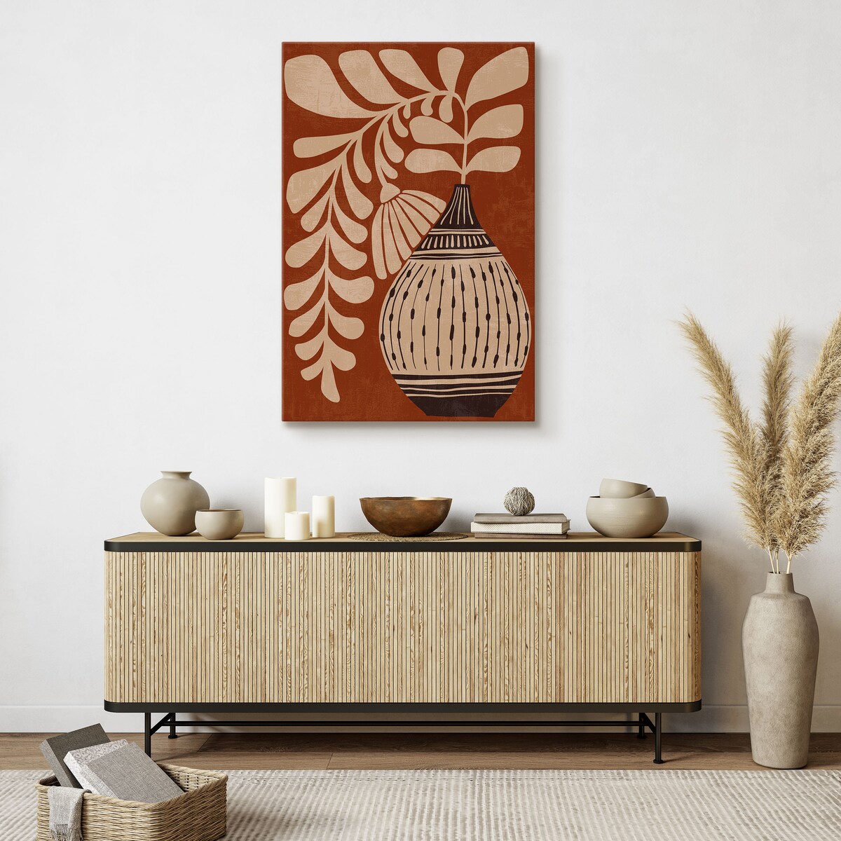 Obraz Japońska Dekoracja Kwiat w Wazonie 80x120cm