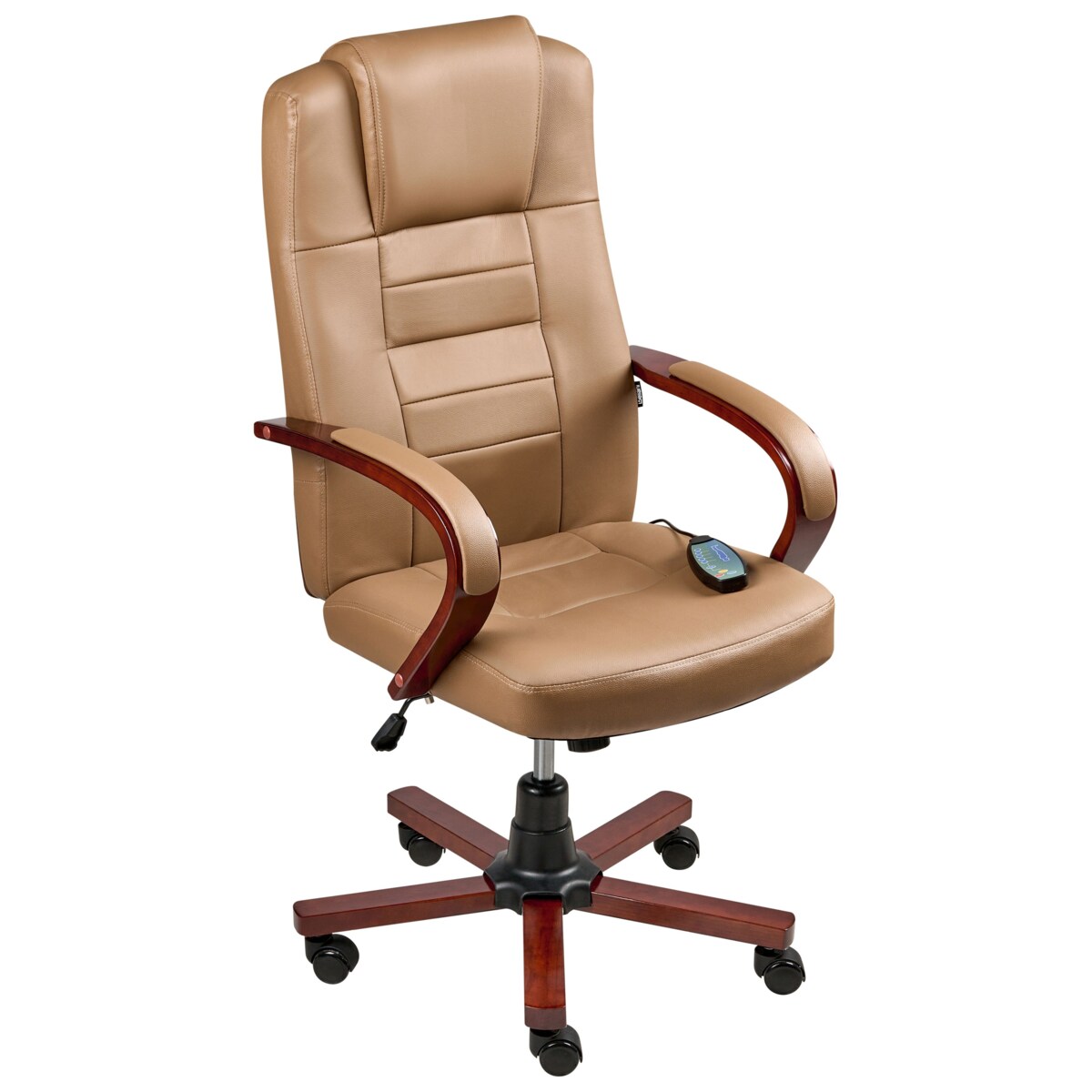 Fotel z masażem DIAMOND Z funkcją podgrzewania Skóra naturalna Jasnobrązowy