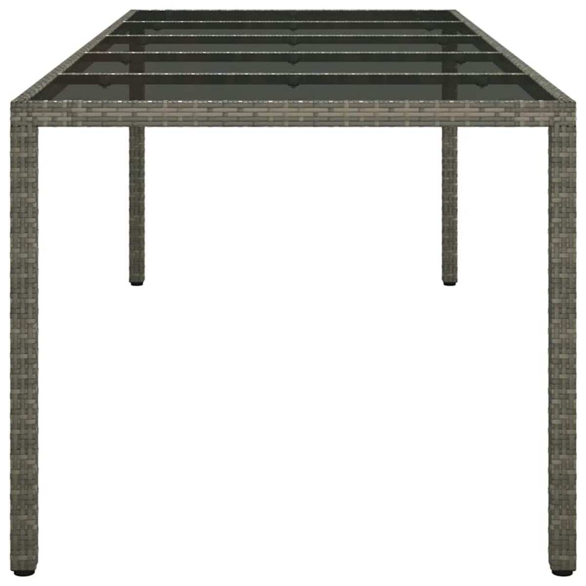 vidaXL Stół ogrodowy, szary, 250x100x75 cm, szkło i rattan PE