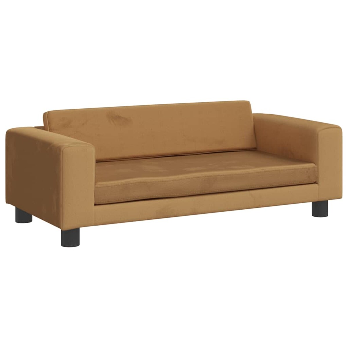 vidaXL Sofa dziecięca z podnóżkiem, brązowa, 100x50x30 cm, aksamit