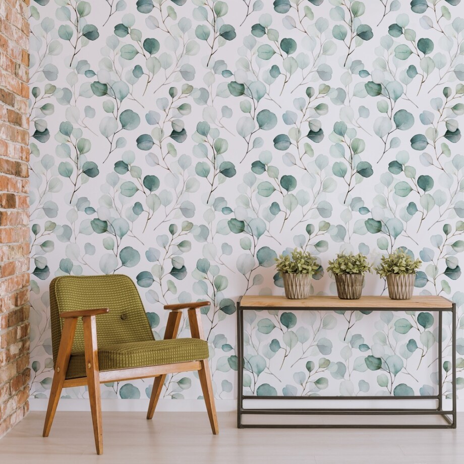 Tapeta Delikatne AKWARELOWE Liście Rośliny