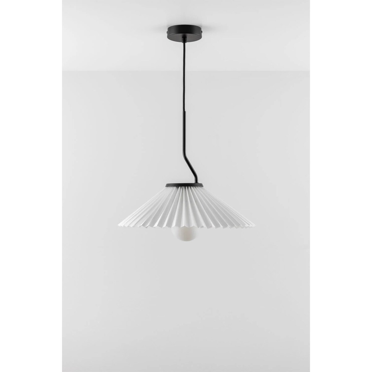 Lampa wisząca z metalu i tkaniny, biała Plisse Ø36 cm