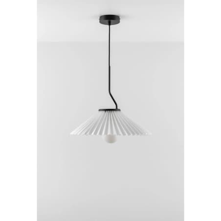 Lampa wisząca z metalu i tkaniny, biała Plisse Ø36 cm