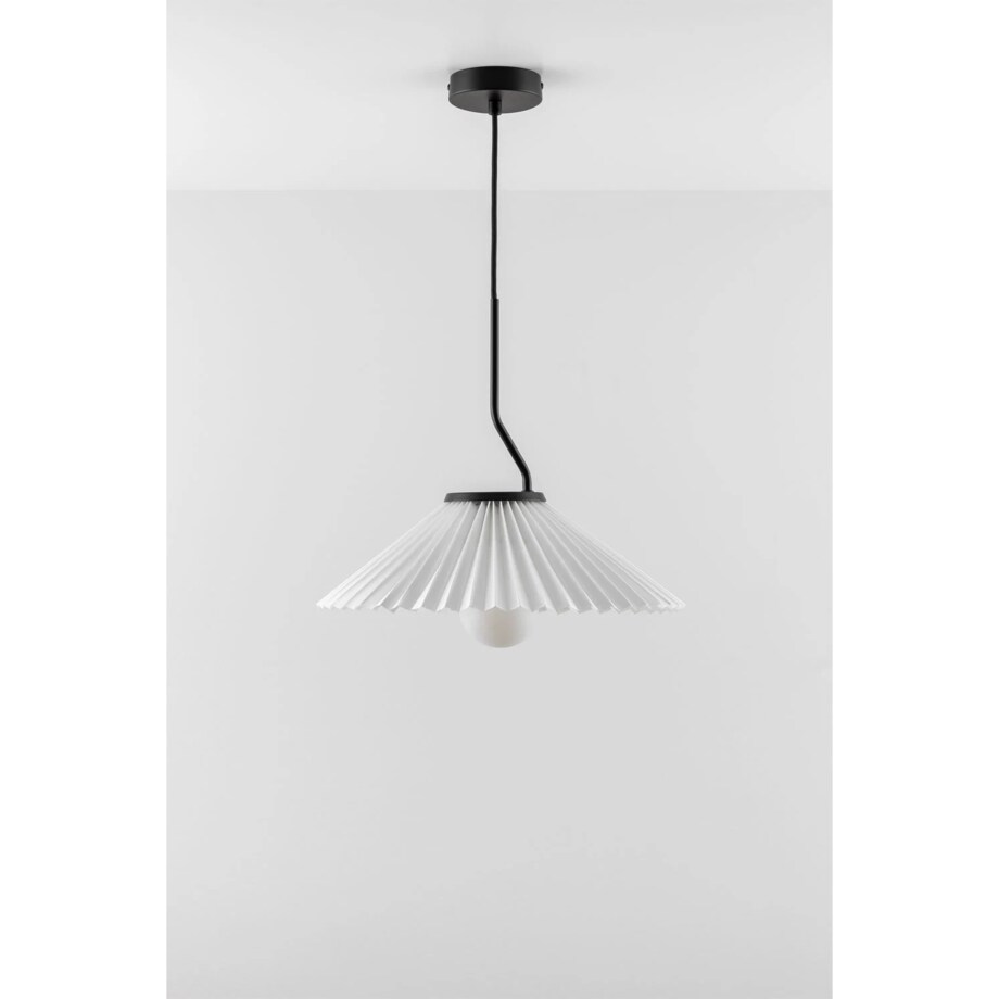 Lampa wisząca z metalu i tkaniny, biała Plisse Ø36 cm
