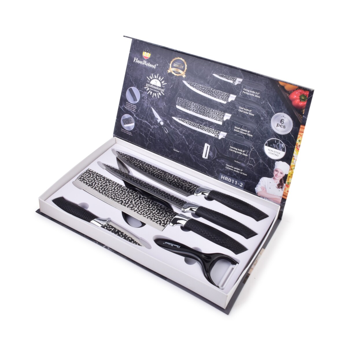 BASIC KITCHEN Komplet 4 noży, 1 nożyczki