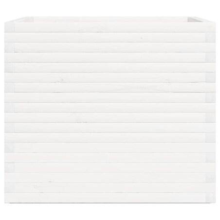 vidaXL Donica ogrodowa, biała, 80x80x72 cm, lite drewno sosnowe