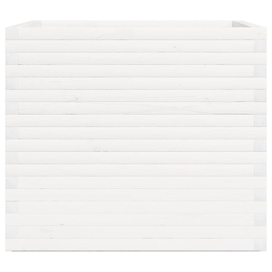 vidaXL Donica ogrodowa, biała, 80x80x72 cm, lite drewno sosnowe