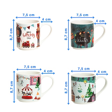 Zestaw Kubków Świątecznych 265 Ml Boże Narodzenie Stojący Święty Mikołaj