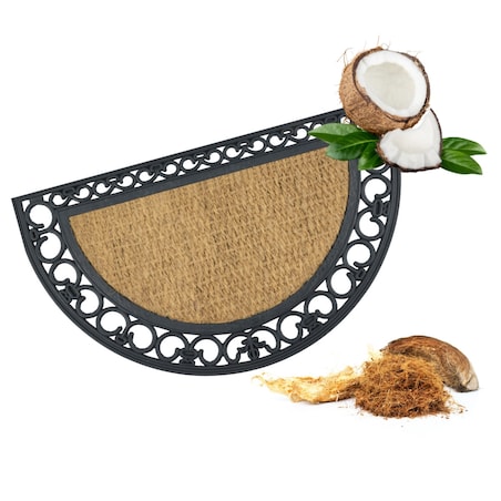 Wycieraczka kokosowa Panama 45x75 cm ażurowa półokrągła czarna