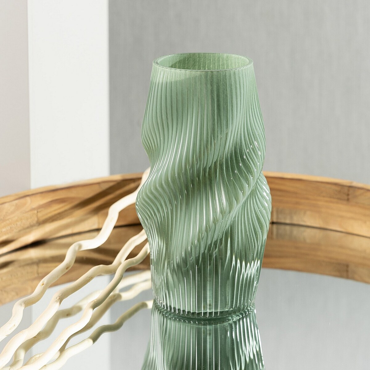 Wazon szklany gnieciony kształt VERESE, 30 cm