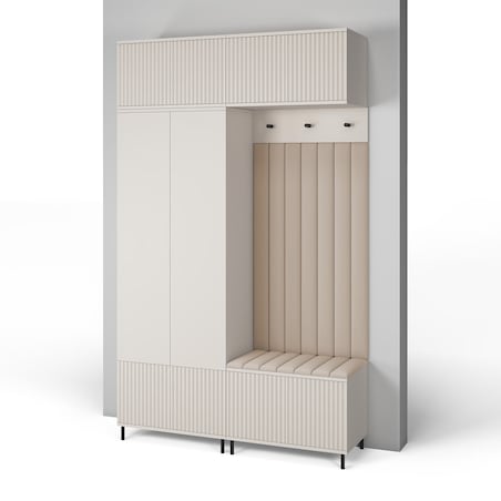 Garderoba frezowana Ritmo wersja 2 wysokie nogi rurki Trinity 02 Cashmere