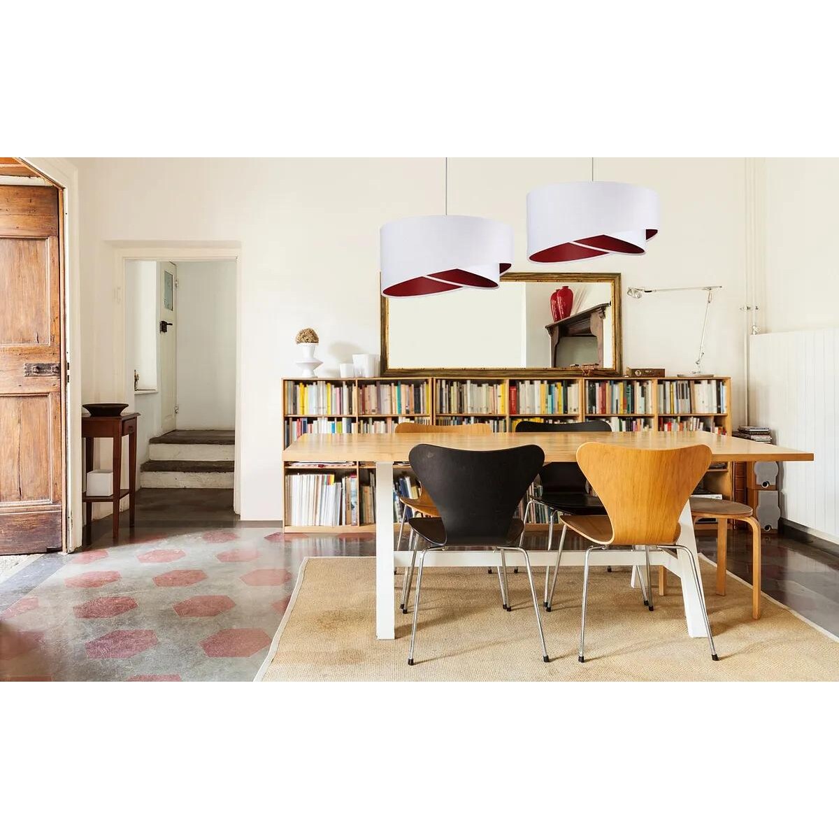 Lampa wisząca GEMSTONE WHITE biała/burgundowa