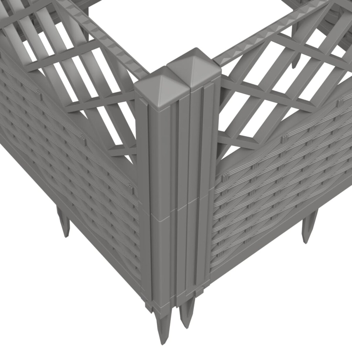 vidaXL Donica ogrodowa na kołkach, jasnoszara, 363,5x43,5x43,5 cm, PP