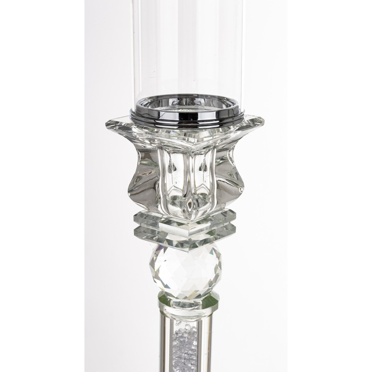 Świecznik szklany na 1 świecę z kloszem 90,5x9x9 cm RURKA biały