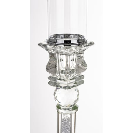 Świecznik szklany na 1 świecę z kloszem 90,5x9x9 cm RURKA biały