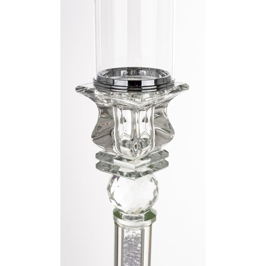 Świecznik szklany na 1 świecę z kloszem 90,5x9x9 cm RURKA biały