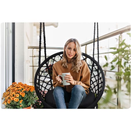 Huśtawka bocianie gniazdo ogrodowa z poduszką fotel wiszący boho Sofotel czarna