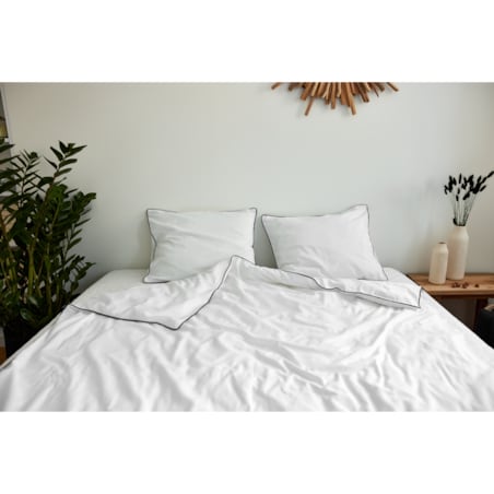 Pościel biała lamówka grafitowa, 160 x 200 cm, La Manta