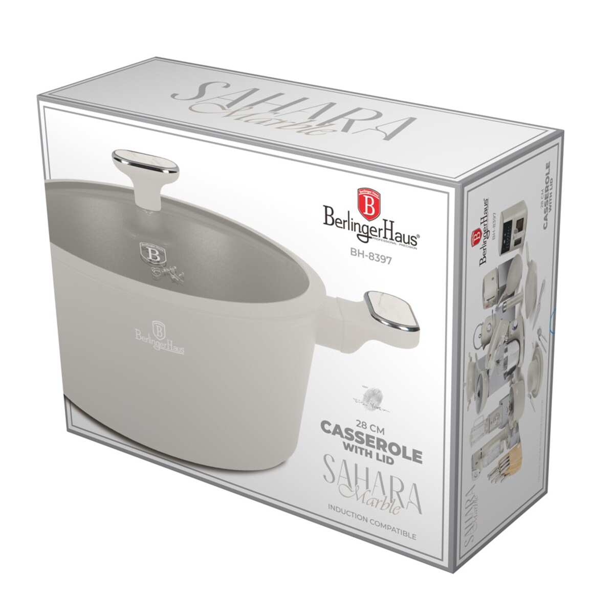 Garnek z pokrywką 28 cm BerlingerHaus BH-8397 Sahara Marble Collection