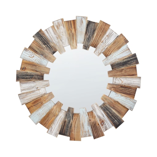 Okrągłe lustro ścienne słońce ø 66 cm jasne drewno ECATEPEC