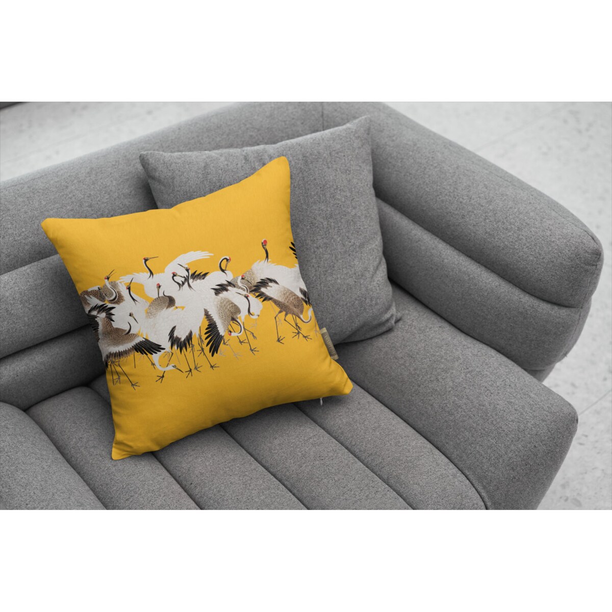bawełniana poszewka na poduszkę - Stado żurawi 45x45 cm