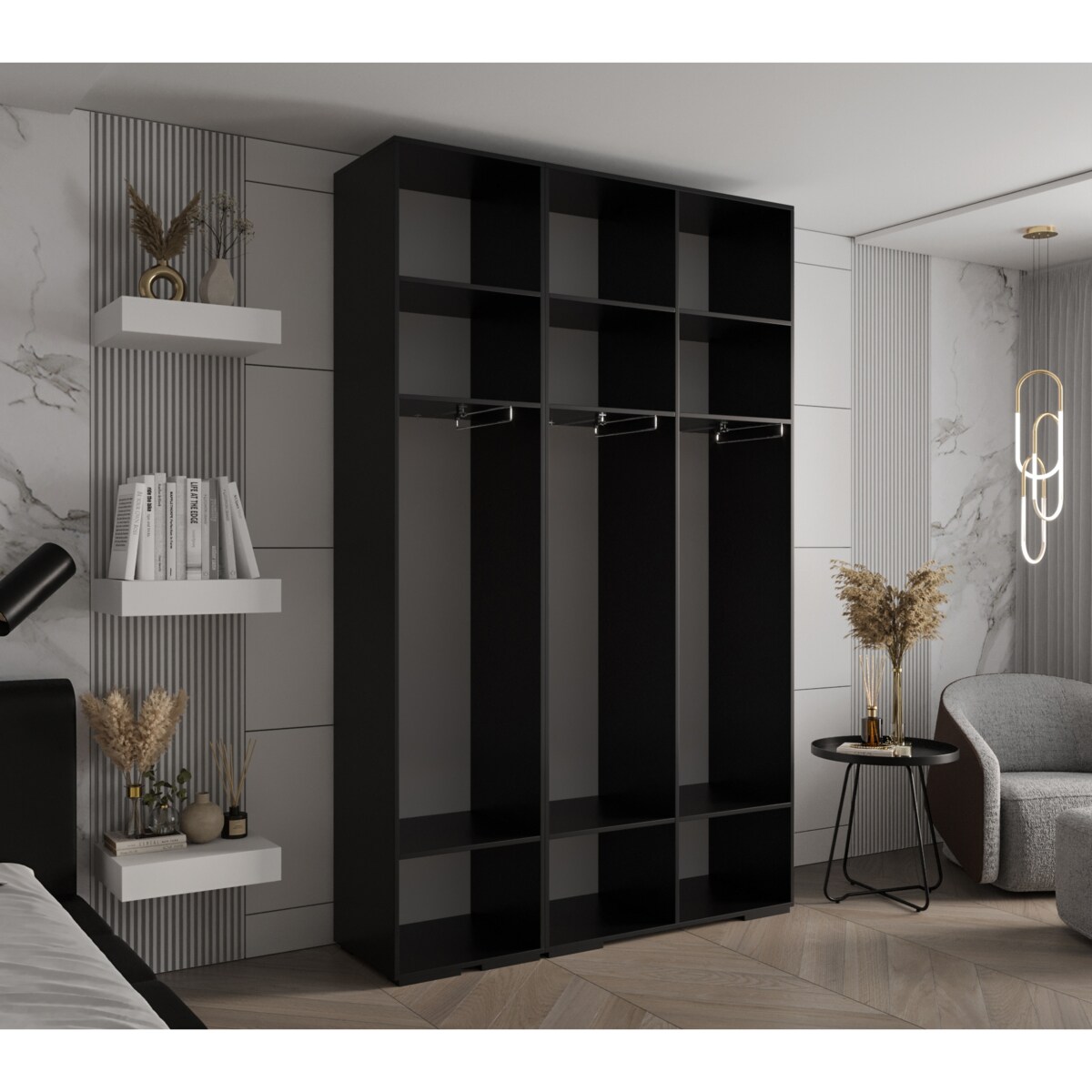 Szafa ubraniowa Garderoba INOVA 1 1,5SZ Czarny+Czarny