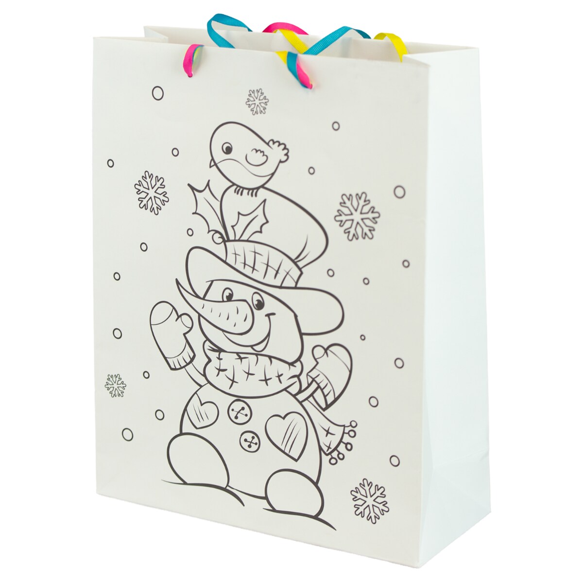 Torebka Prezentowa Na Prezent Do Kolorowania Dla Dzieci 32X26X10 Cm Bałwanek
