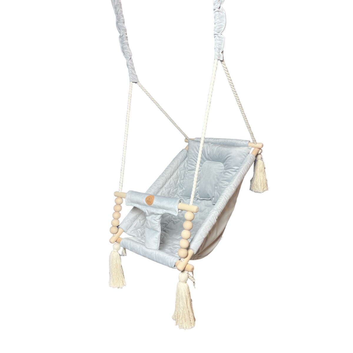 Huśtawka leżaczek - velvet srebrna