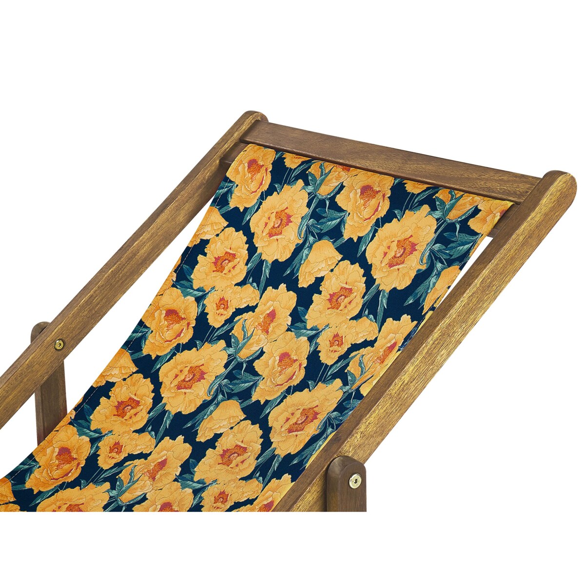 Zestaw 2 leżaków ogrodowych jasne drewno akacjowe wzór w kwiaty żółty ANZIO