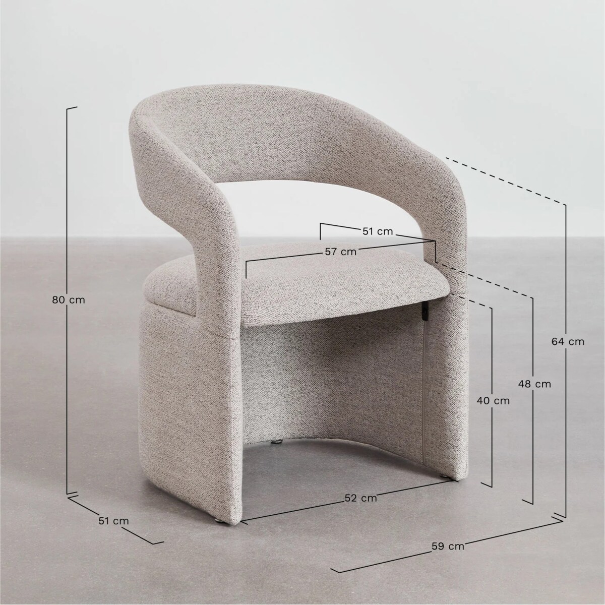 Krzesło tapicerowane Jules z podłokietnikami kawa z mlekiem