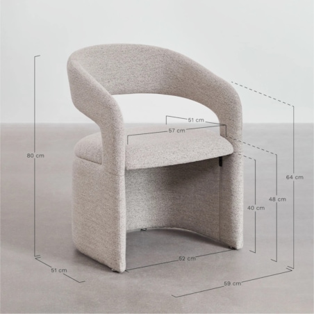 Krzesło tapicerowane Jules z podłokietnikami kawa z mlekiem