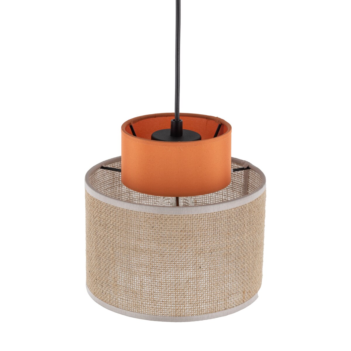 Lampa wisząca TK Lighting DUO JUTA ORANGE 3255, E27, czarna z naturalną jutą