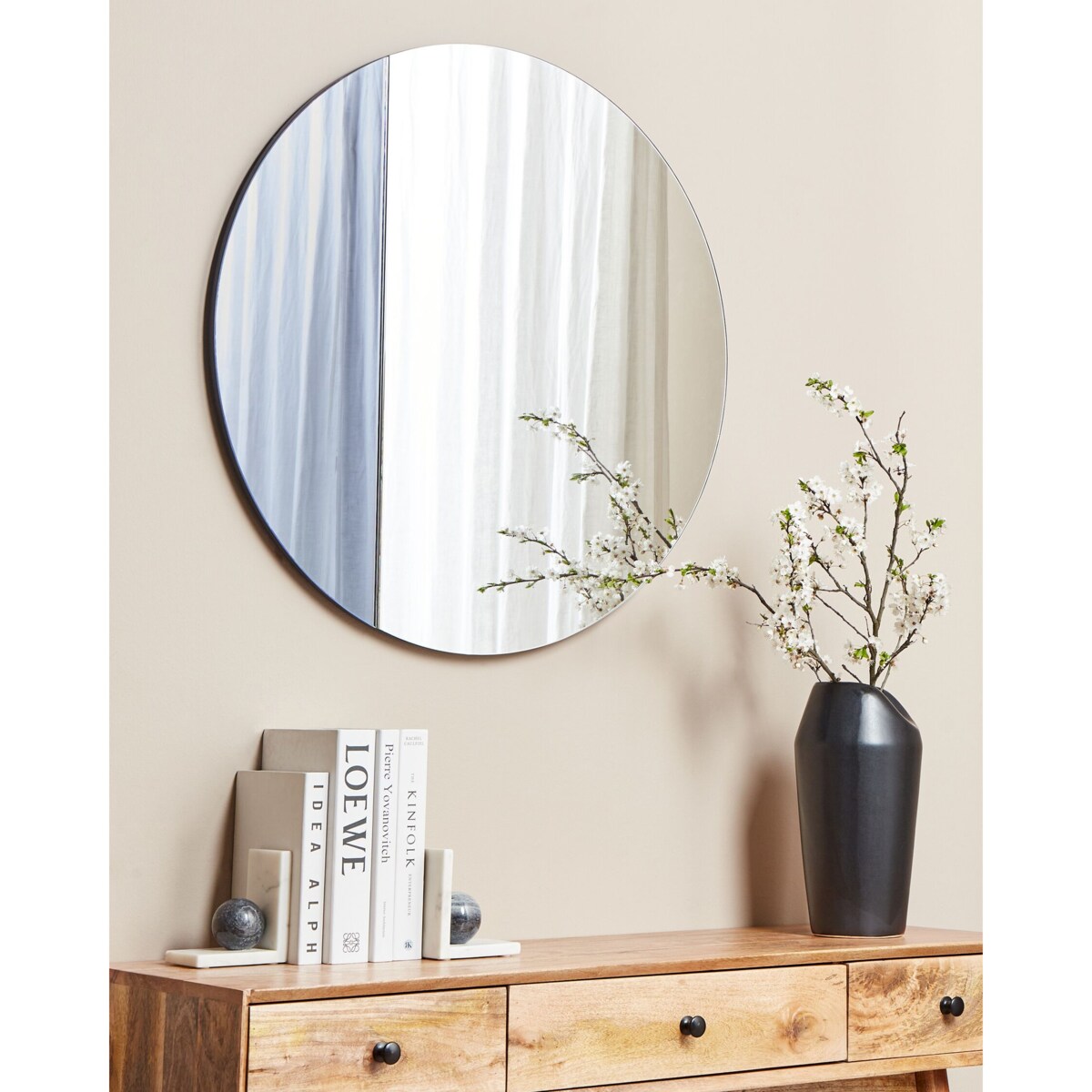 Okrągłe lustro ścienne 79 cm niebieskie CHARRON