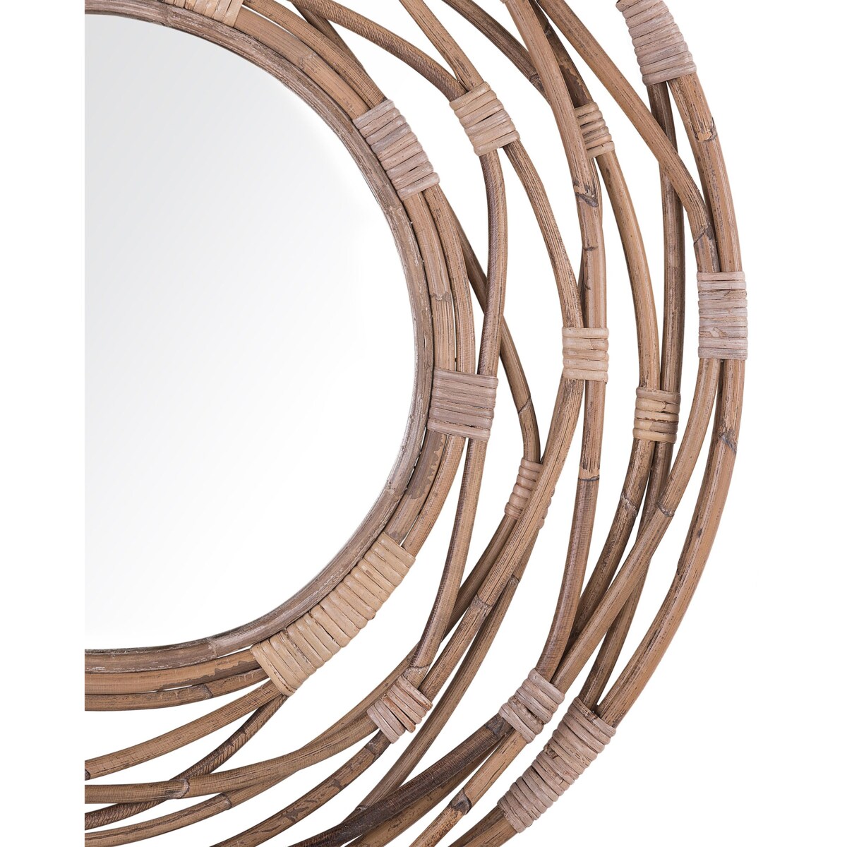Rattanowe okrągłe lustro ścienne ø 75 cm brązowe BURGIS