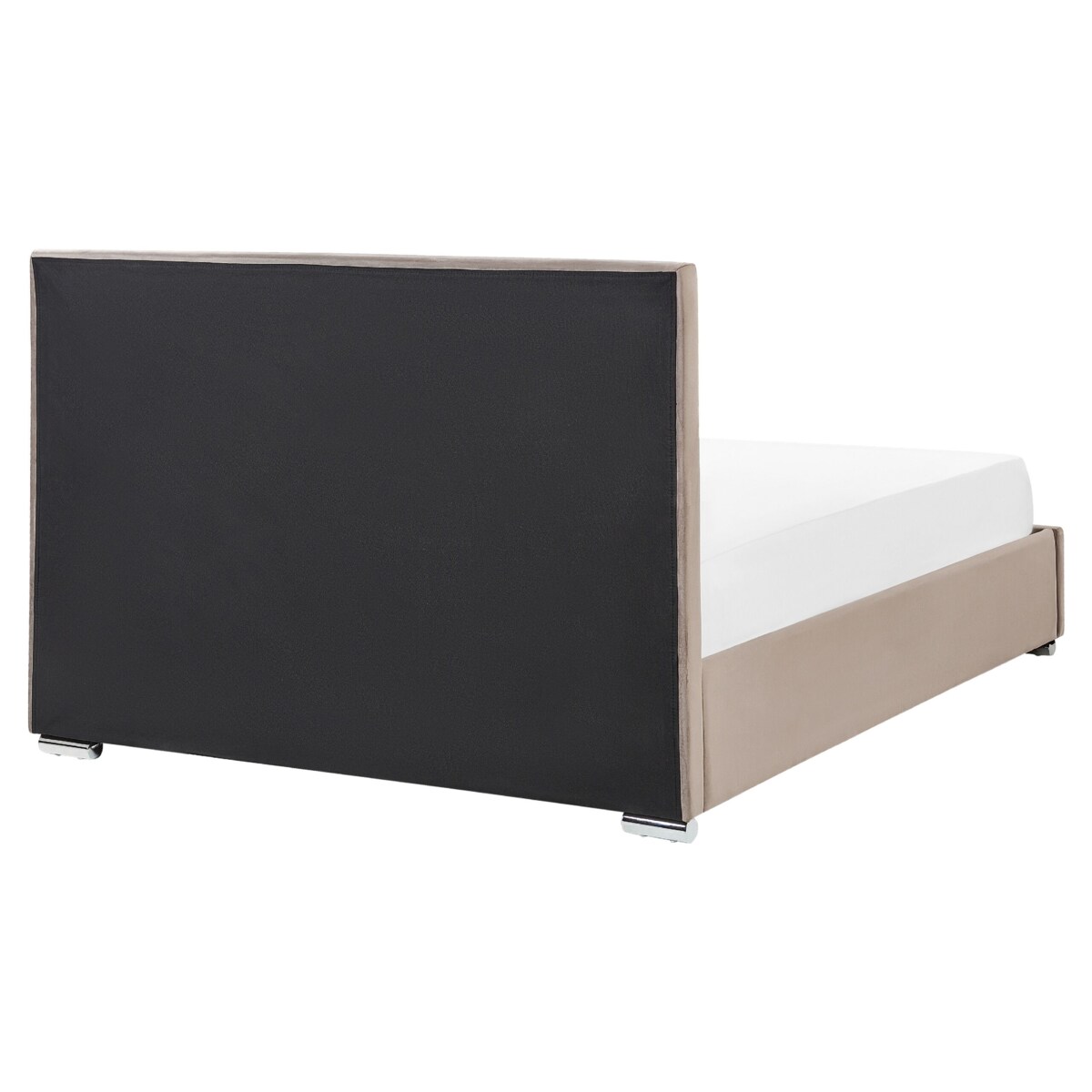 Łóżko z pojemnikiem welurowe 160 x 200 cm beżowoszare ROUEN