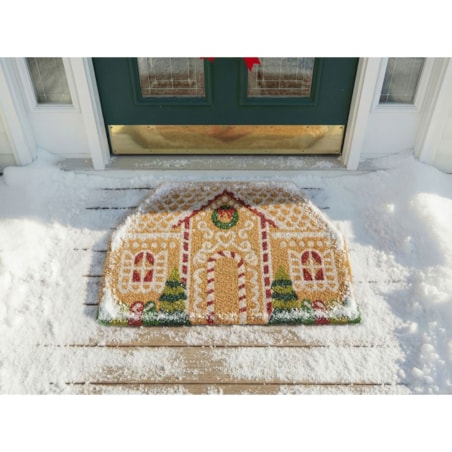 Wycieraczka SELATNA Naturalny 45 x 75 cm Wzór świąteczny Włókno kokosowe