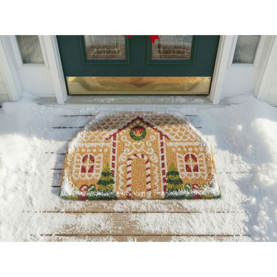 Wycieraczka SELATNA Naturalny 45 x 75 cm Wzór świąteczny Włókno kokosowe