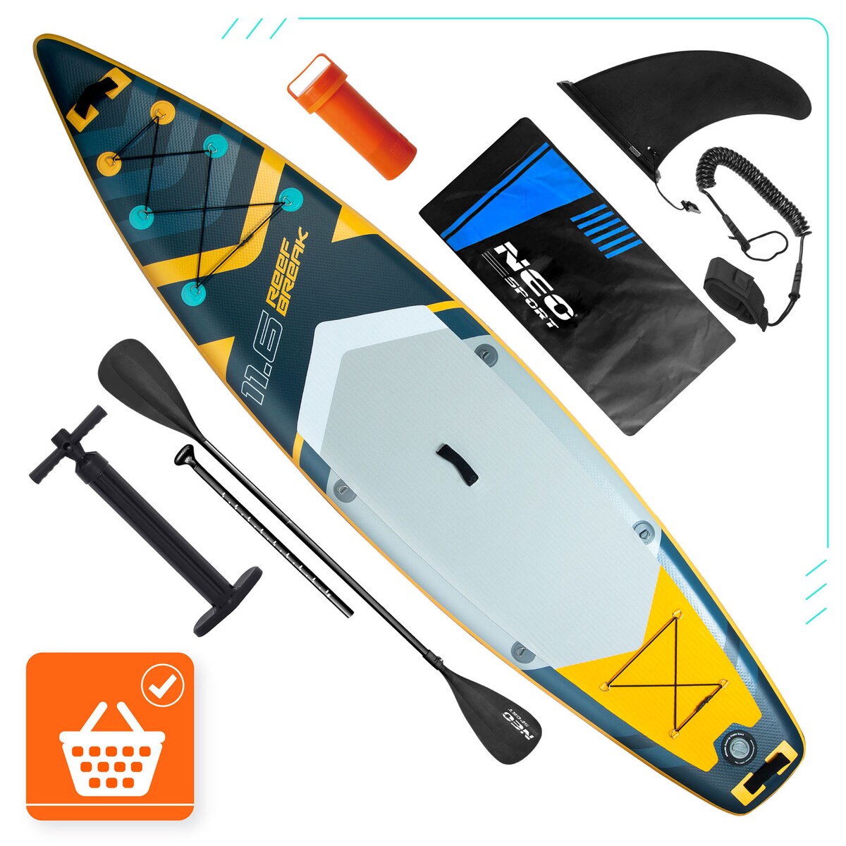 Deska SUP do pływania Neo-Sport pompowana STAND UP PADDLE Reefbreak 350cm ZESTAW