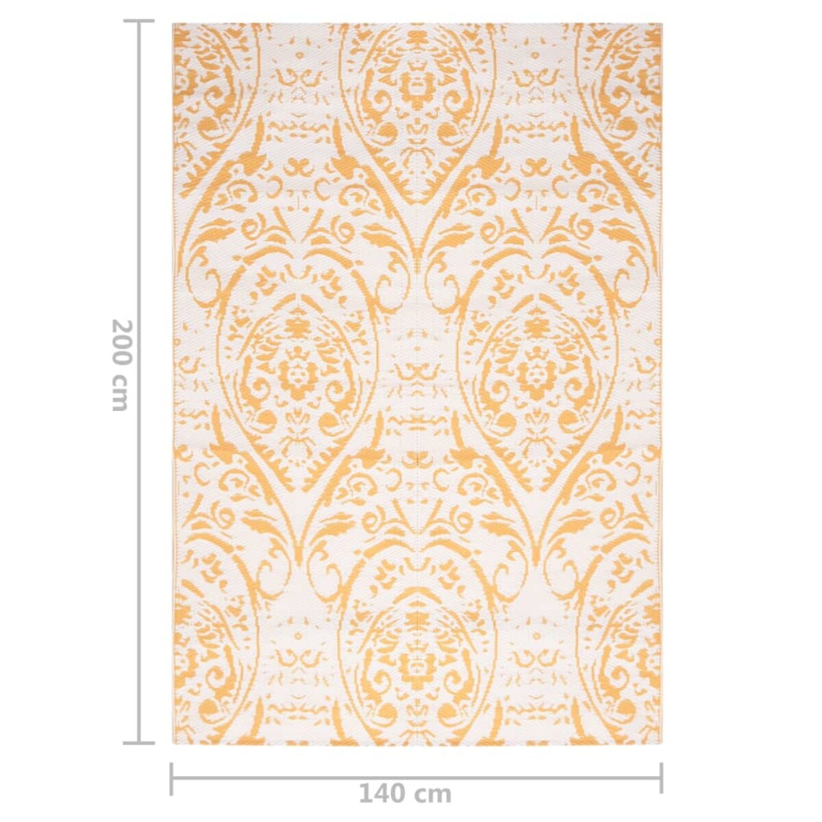 vidaXL Dywan zewnętrzny, ARAKIL żółty, 140 x 200 cm, PP