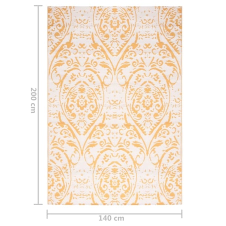 vidaXL Dywan zewnętrzny, ARAKIL żółty, 140 x 200 cm, PP