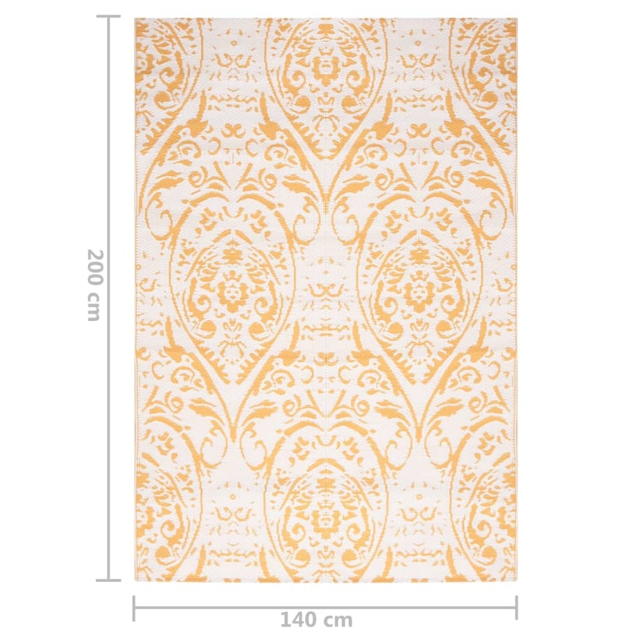 vidaXL Dywan zewnętrzny, ARAKIL żółty, 140 x 200 cm, PP