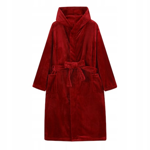 Szlafrok Z Kapturem Unisex PAULO bordo L/XL Ciepły Z Kapturem Na Prezent