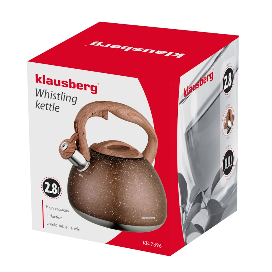 Czajnik stalowy z gwizdkiem 2.8L Wood Line miedziany KLAUSBERG