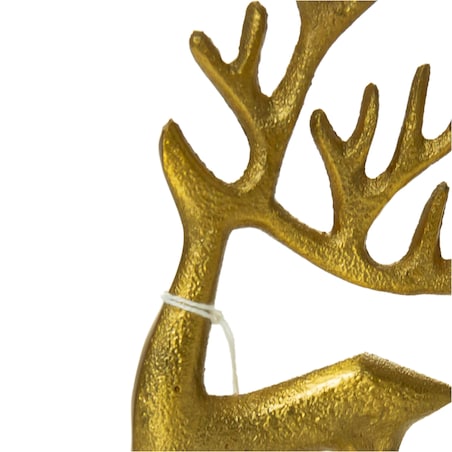 Figurka Renifer Jeleń 10.5X6X20.5 Cm Dekoracja Świąteczna Metalowa Złota