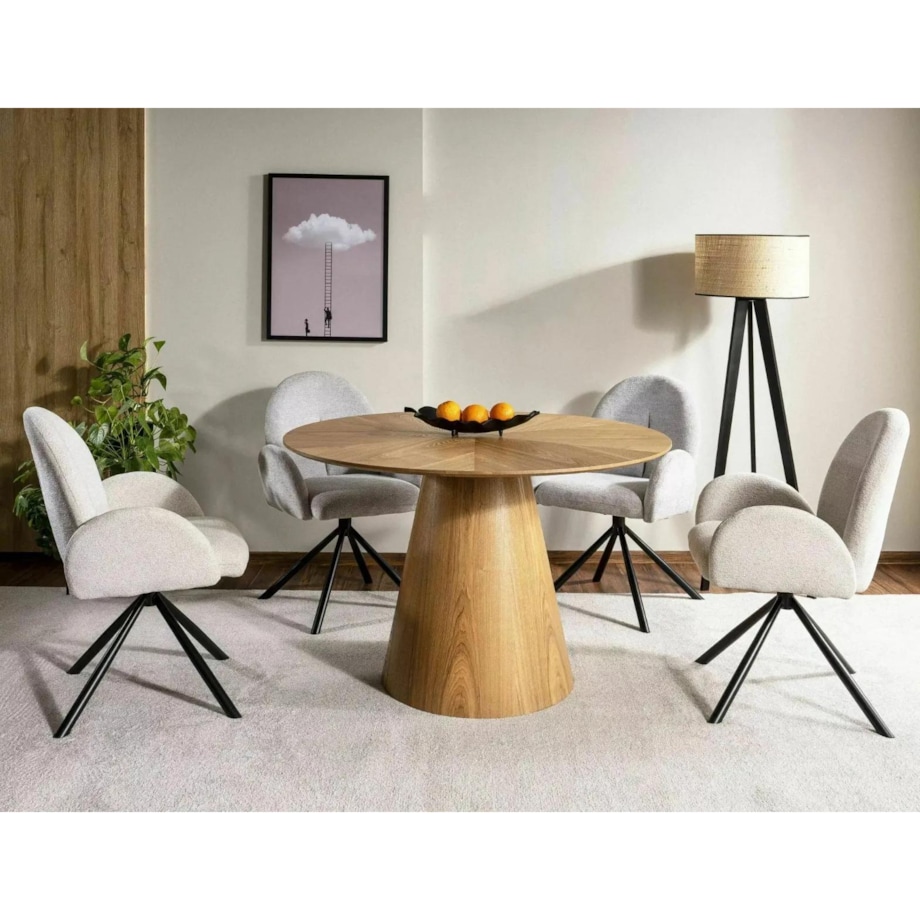 Krzesło tapicerowane PLANET RAVEN jasnoszare obracane