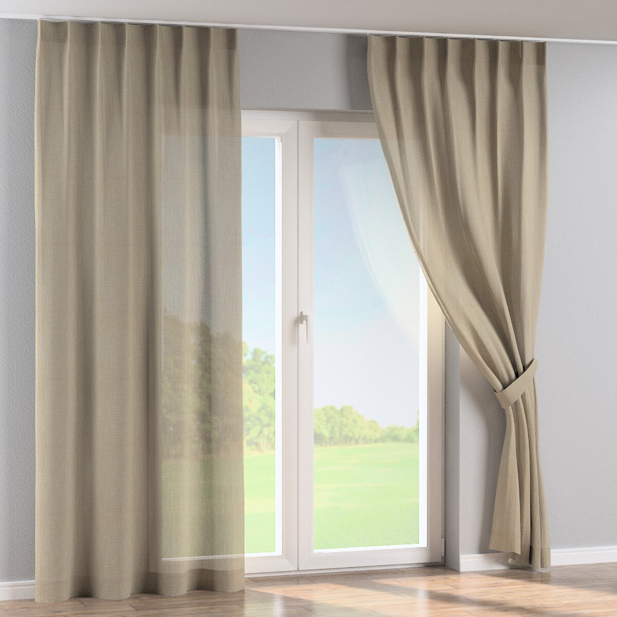 Zasłona na haczykach flex pojedynczych 130x260 ciemny beż