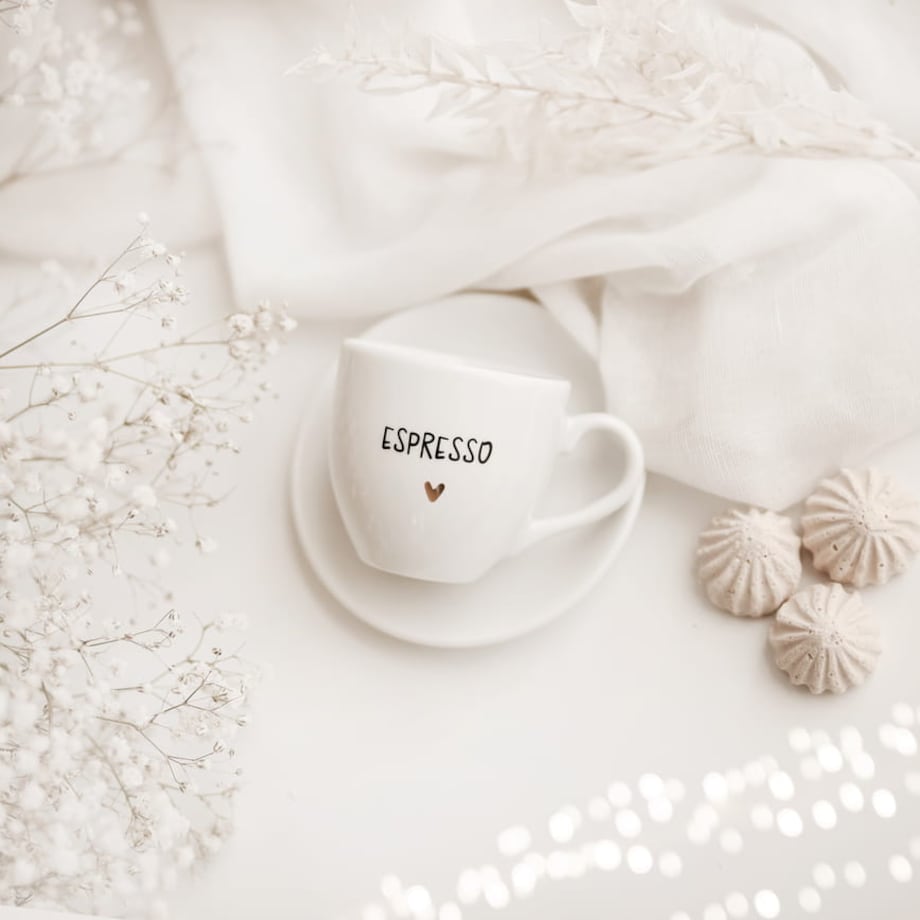 Filiżanka 100 ml espresso ze spodkiem - Espresso ZŁOTE SERCE